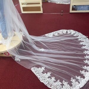 White veil with blush